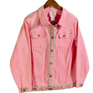 Quacker Factory Pink Denim Jacket Size Large